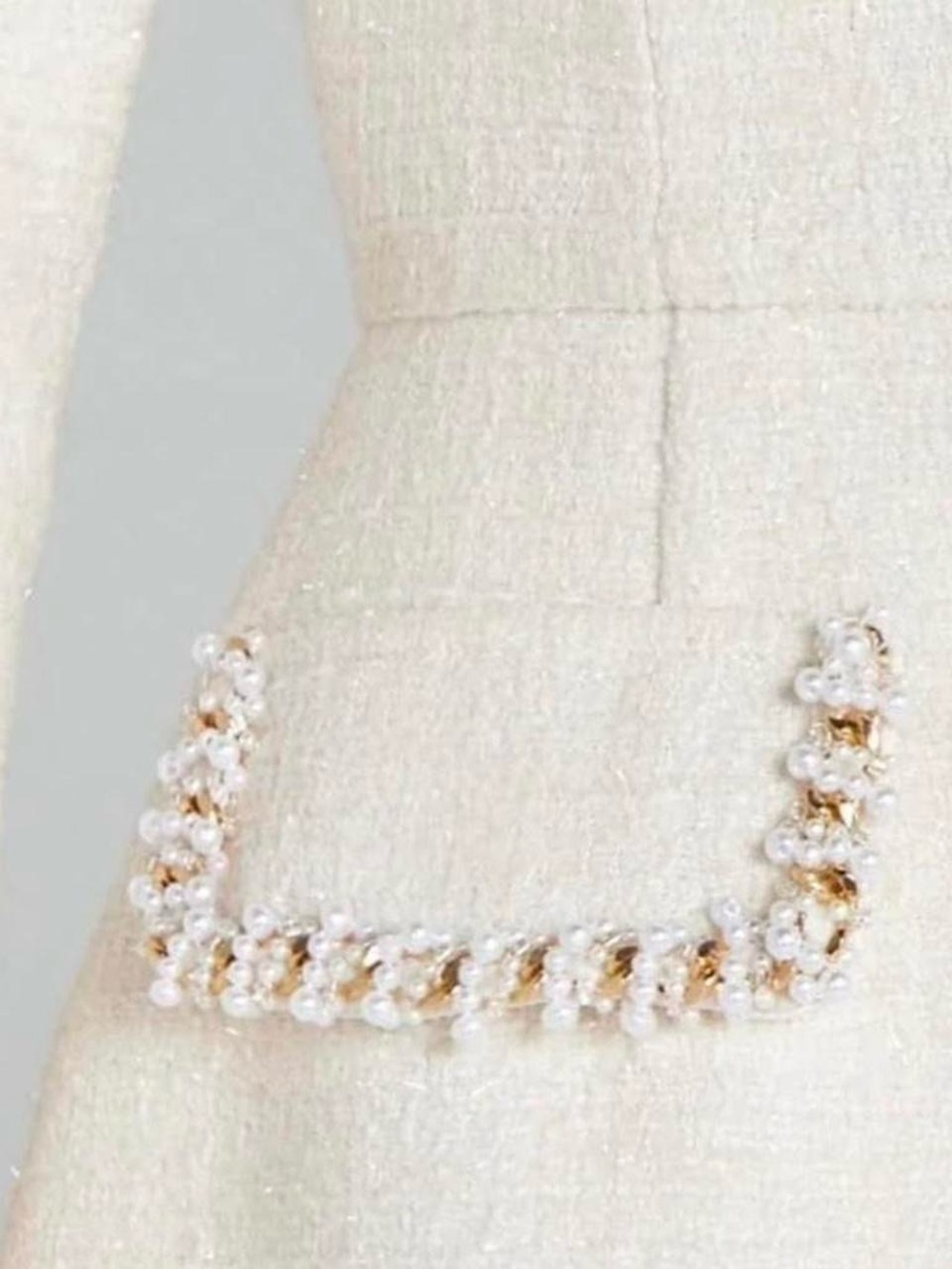 NADINE MERABI Cream Square-Neck Long-Sleeve Mini Dress - Picture 4 of 5